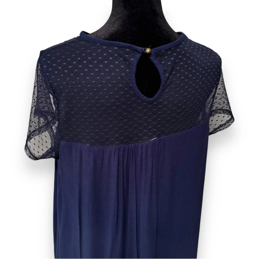 Xhilaration Flowy Lightweight Navy Lace Detail Keyhole Back Cutout Mini Dress - Picture 4 of 16